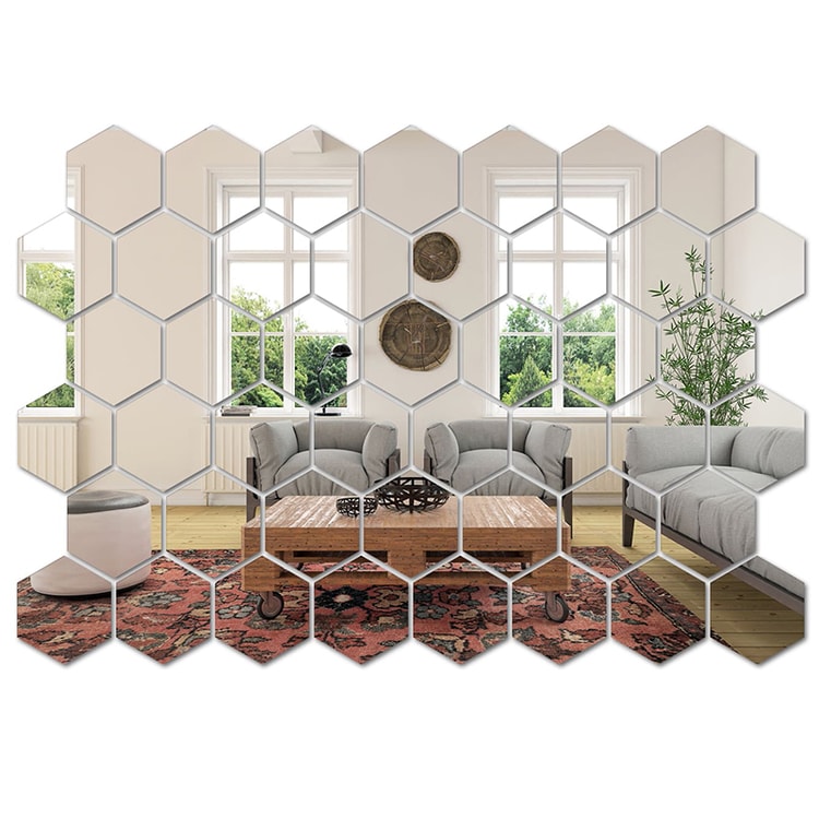 DIY Hexagon Mirror Wall Sticker Set – 45pcs Modern Decorative Tiles for Home Decor