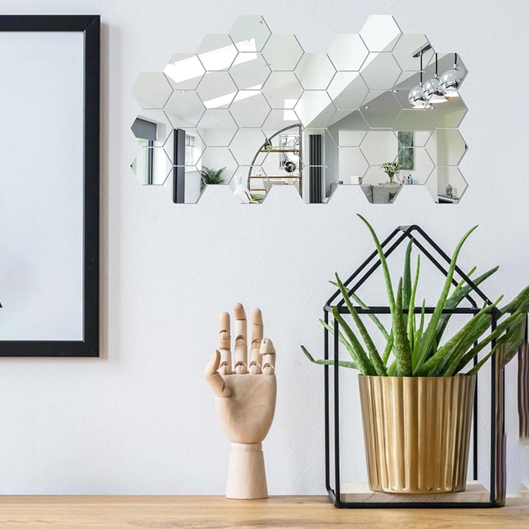 DIY Hexagon Mirror Wall Sticker Set – 45pcs Modern Decorative Tiles for Home Decor
