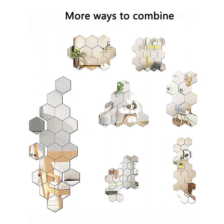 DIY Hexagon Mirror Wall Sticker Set – 45pcs Modern Decorative Tiles for Home Decor