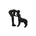 Elegant Black Dog and Owner Sculpture – Minimalist Home Decor Accent