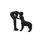 Elegant Black Dog and Owner Sculpture – Minimalist Home Decor Accent