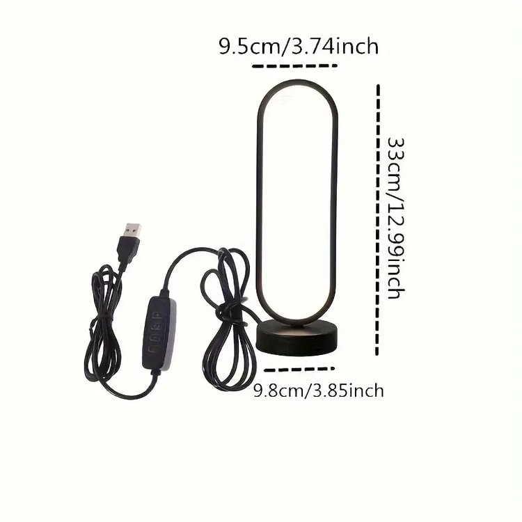 LED USB Dimmable Bedside Lamp – Small Ring Table Lamp for Bedroom & Living Room, Black and White