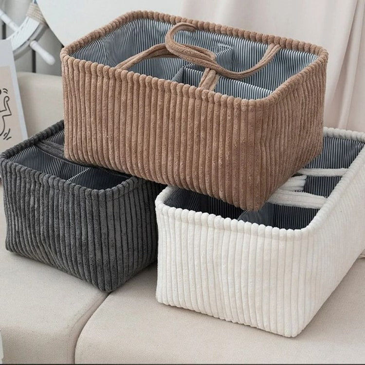 Large Bohemian Multi-Compartment Storage Basket for Clothes, Toys & Home Organization