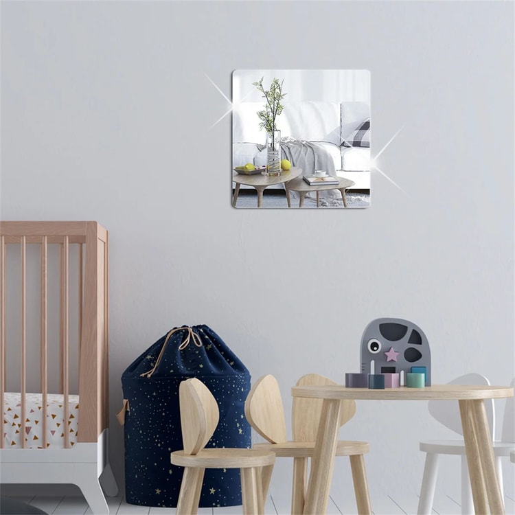 4 Pcs Acrylic Mirror Wall Stickers – Self-Adhesive Decorative Mirror Tiles for Bathroom, Bedroom & Living Room