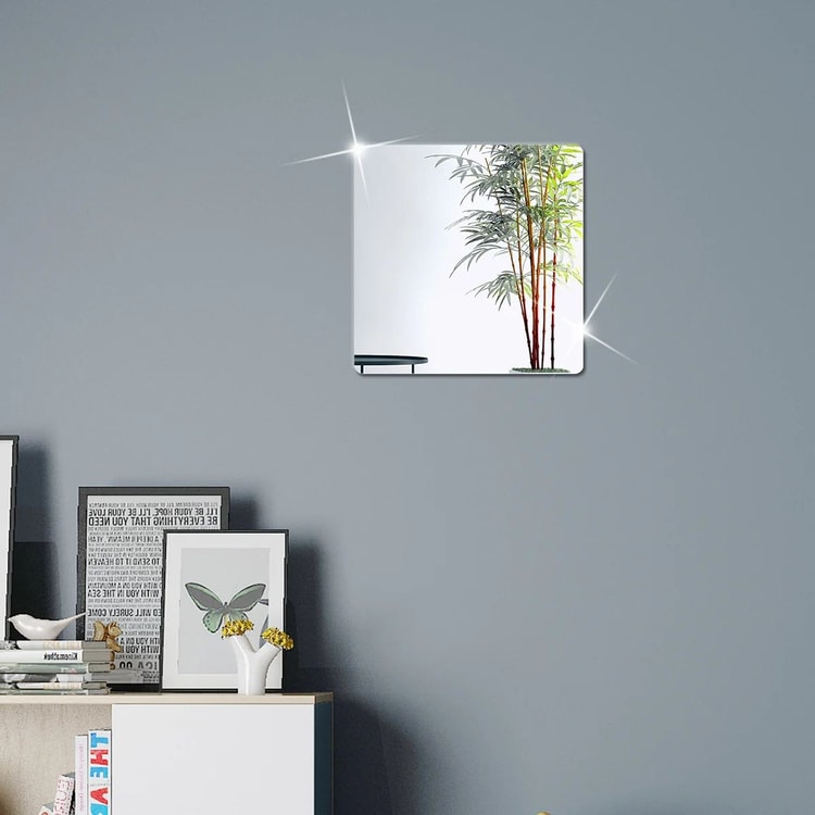 4 Pcs Acrylic Mirror Wall Stickers – Self-Adhesive Decorative Mirror Tiles for Bathroom, Bedroom & Living Room