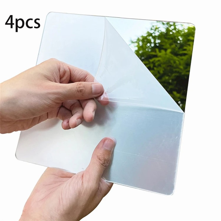 4 Pcs Acrylic Mirror Wall Stickers – Self-Adhesive Decorative Mirror Tiles for Bathroom, Bedroom & Living Room