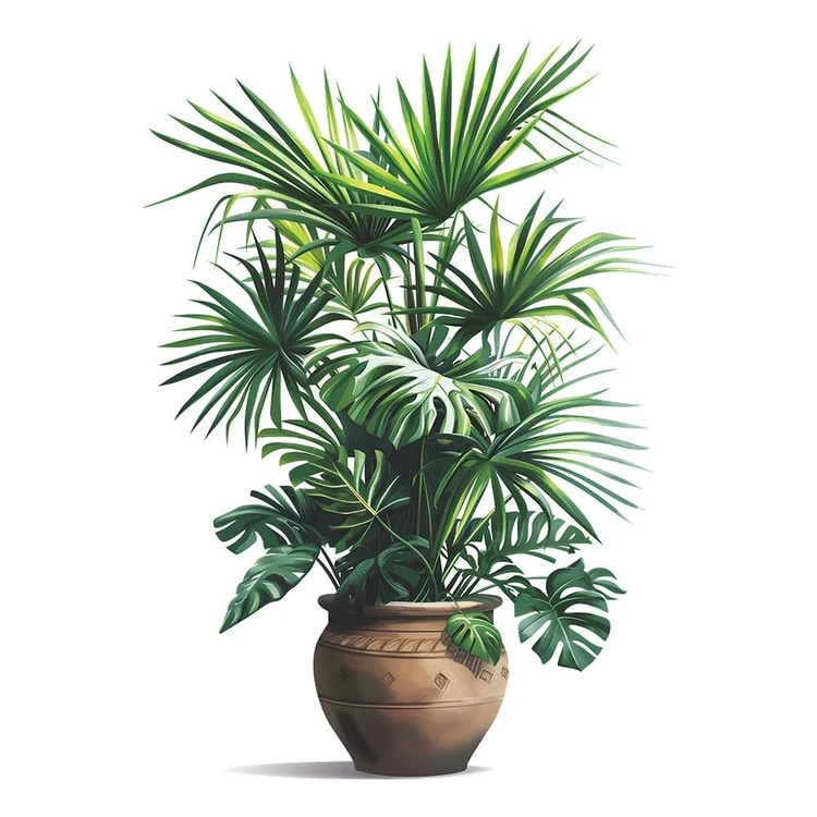 Botanical Potted Plant Wall Decal – Self-Adhesive Green Plant Wall Sticker for Home Decor