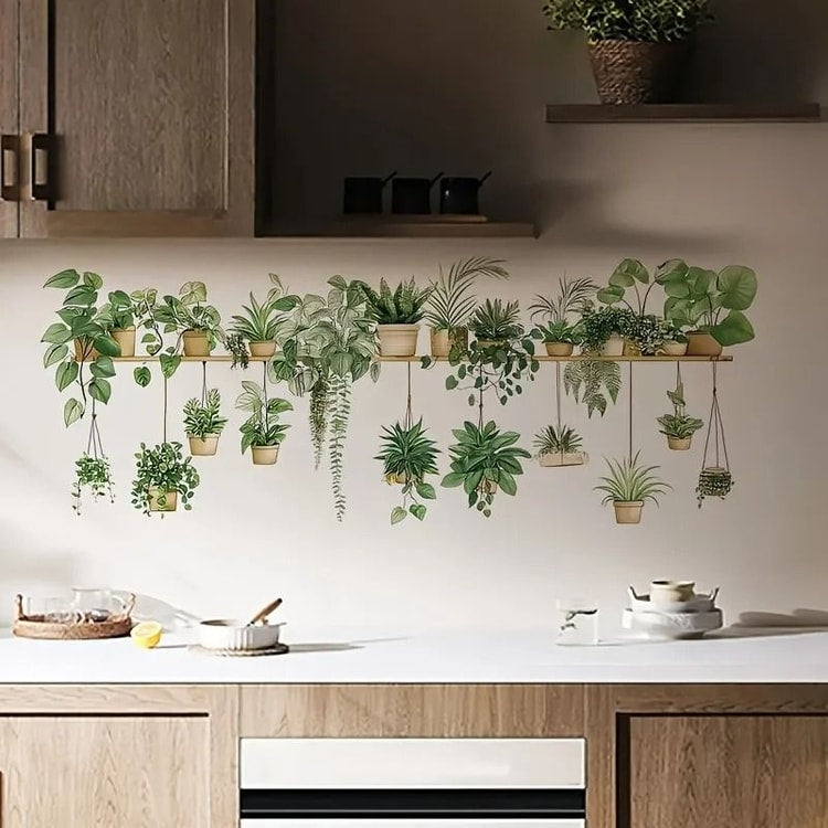 Floral Shelf Wall Stickers – Peel-and-Stick Flower Wall Decals for Living Room & Kids Bedroom Decor