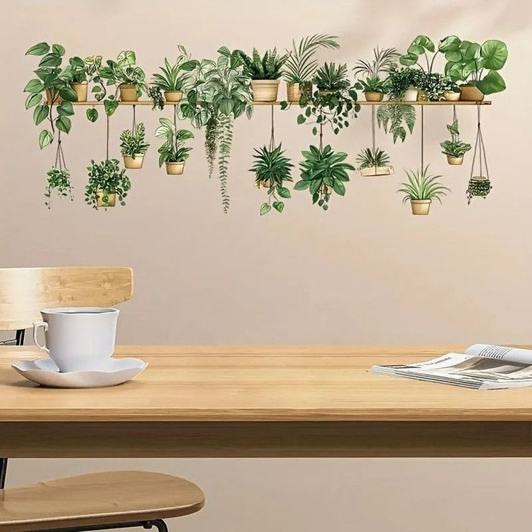 Floral Shelf Wall Stickers – Peel-and-Stick Flower Wall Decals for Living Room & Kids Bedroom Decor