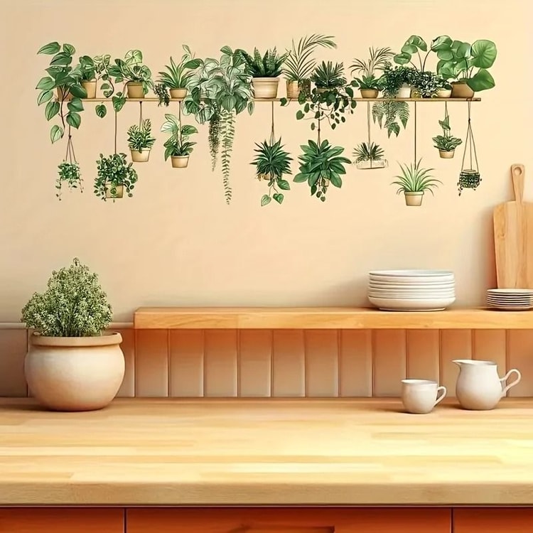 Floral Shelf Wall Stickers – Peel-and-Stick Flower Wall Decals for Living Room & Kids Bedroom Decor