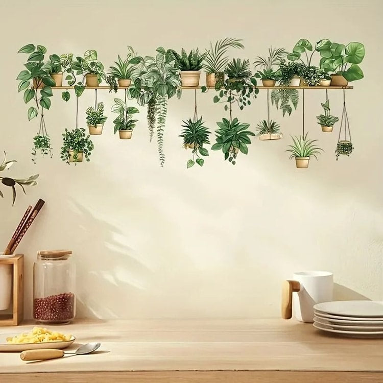 Floral Shelf Wall Stickers – Peel-and-Stick Flower Wall Decals for Living Room & Kids Bedroom Decor