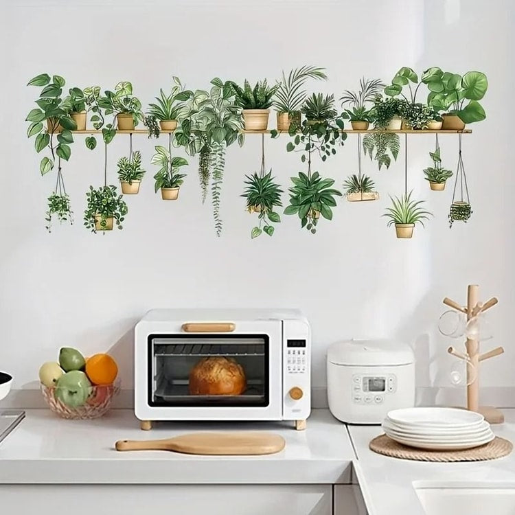 Floral Shelf Wall Stickers – Peel-and-Stick Flower Wall Decals for Living Room & Kids Bedroom Decor