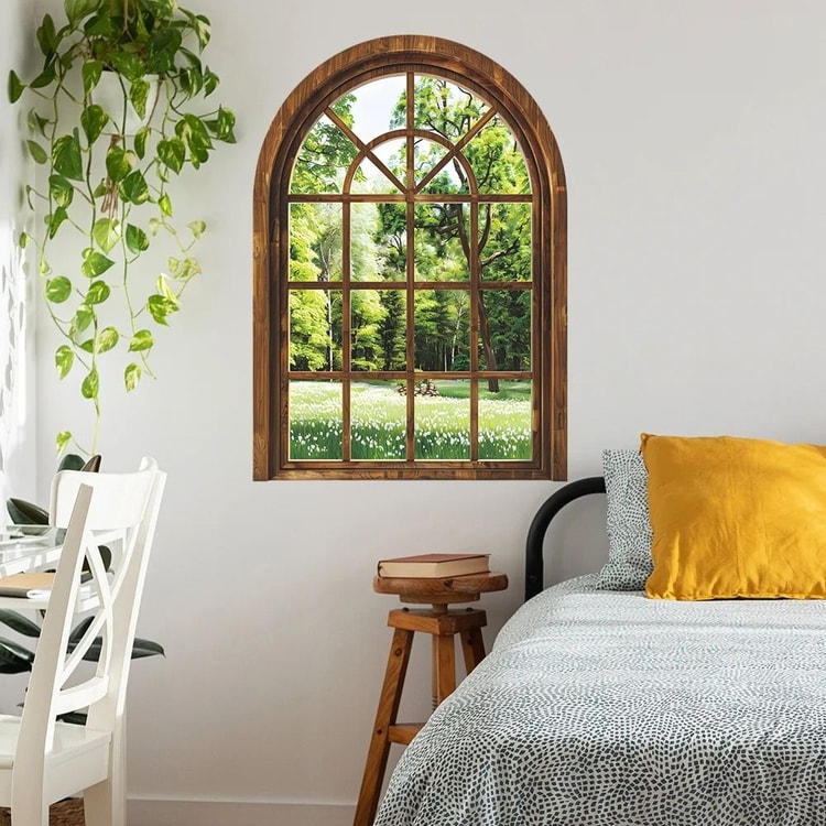 3D Fake Window Plant Wall Sticker – Decorative Self-Adhesive Wall Decal for Bedroom, Living Room & Office