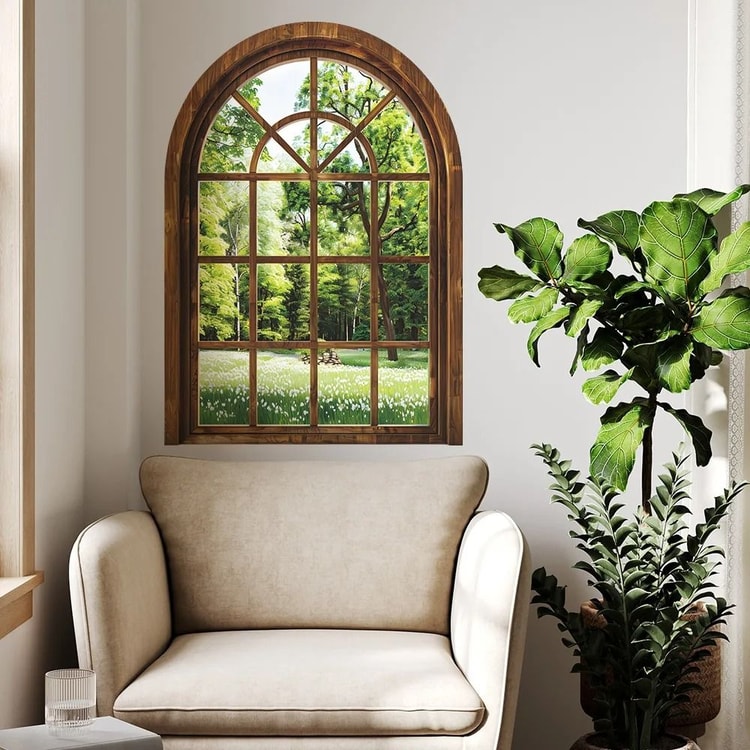 3D Fake Window Plant Wall Sticker – Decorative Self-Adhesive Wall Decal for Bedroom, Living Room & Office