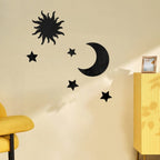 6 Pcs Star & Moon Mirror Wall Stickers – Decorative Celestial Wall Decals for Ramadan, Eid, Bedroom & Living Room