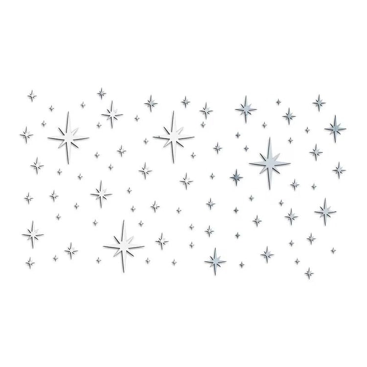 82-Piece Acrylic Mirror Wall Stickers – 3D Star Wall Decor, Self-Adhesive Decorative Tiles for Home, Bedroom & Living Room