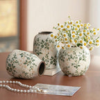 Art Ceramic Vase – Handmade Ice Crackle Vase for Fresh or Dry Flowers, Home & Office Decor