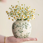Art Ceramic Vase – Handmade Ice Crackle Vase for Fresh or Dry Flowers, Home & Office Decor