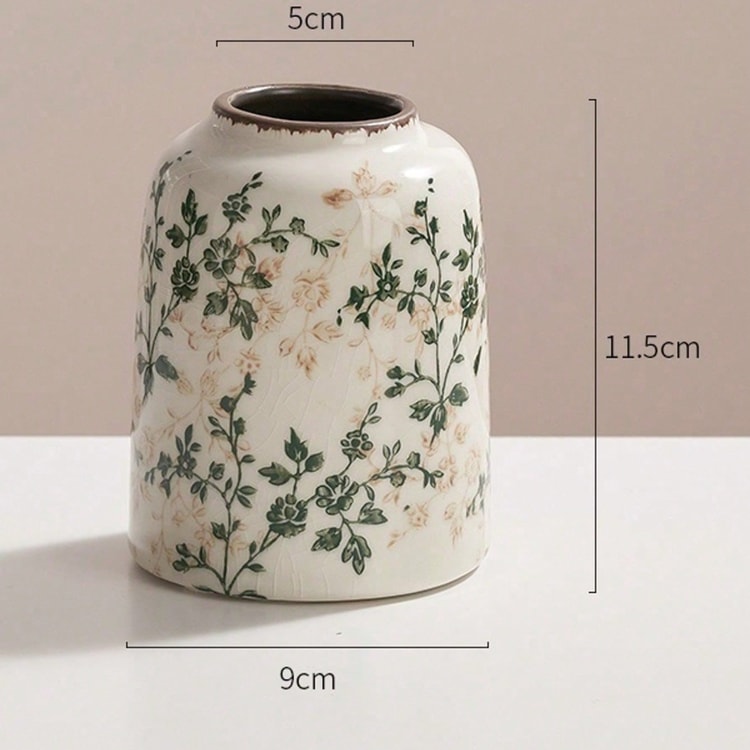 Art Ceramic Vase – Handmade Ice Crackle Vase for Fresh or Dry Flowers, Home & Office Decor