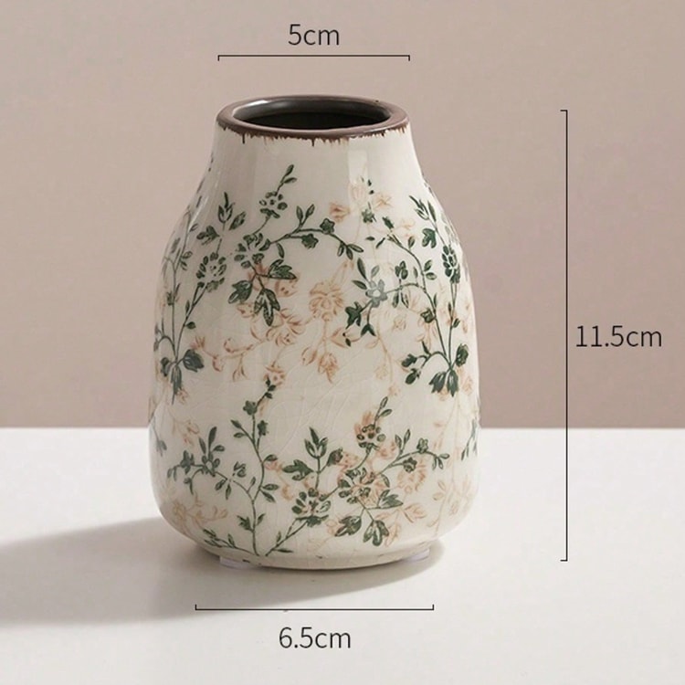 Art Ceramic Vase – Handmade Ice Crackle Vase for Fresh or Dry Flowers, Home & Office Decor