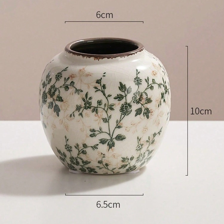 Art Ceramic Vase – Handmade Ice Crackle Vase for Fresh or Dry Flowers, Home & Office Decor