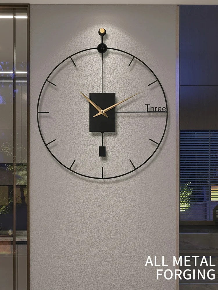 Modern Stylish Wall Clock with Swingable Pendulum – Large Vintage Decorative Clock for Living Room & Home