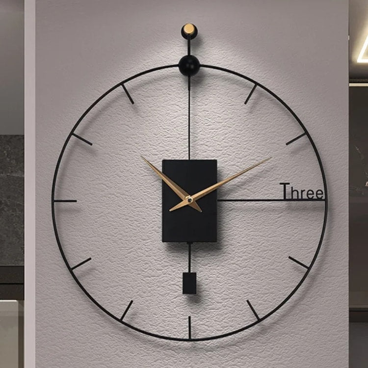Modern Stylish Wall Clock with Swingable Pendulum – Large Vintage Decorative Clock for Living Room & Home
