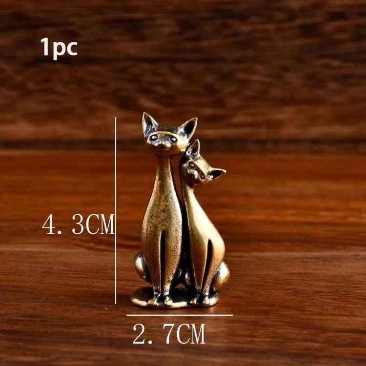 Intertwined Cat Sculpture – Vintage Brass-Style Decorative Figurine for Home, Office & Gifting
