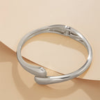 Sculpted Waterdrop Cuff Bracelet for Women – Chunky Gold & Silver Open Bangle
