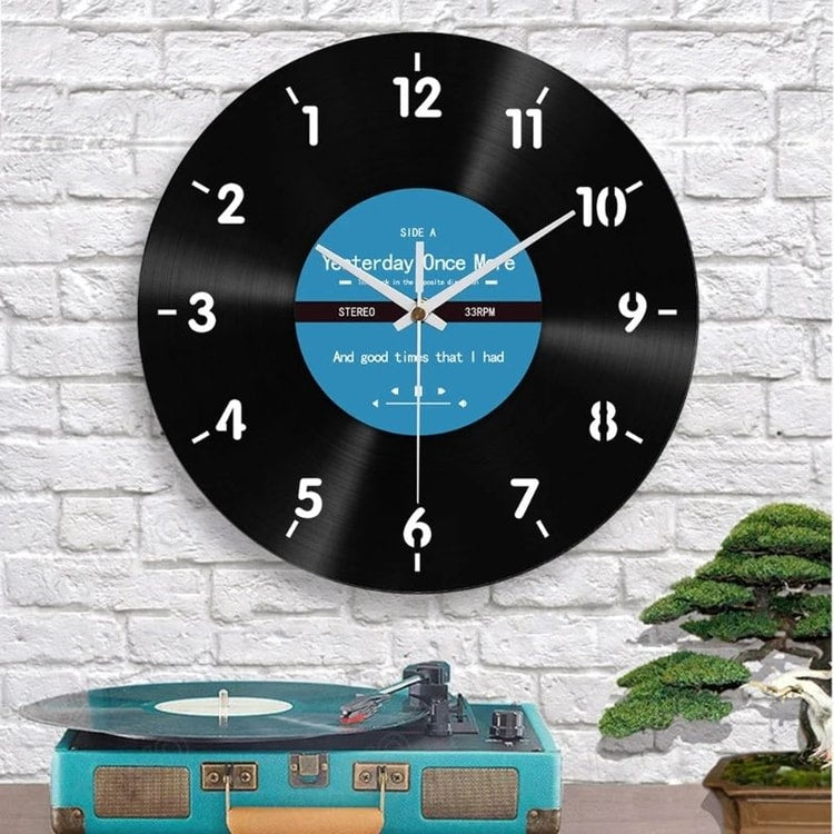 Elegant Counterclockwise Wall Clock – 12 Inch Vinyl Record Style Decorative Clock for Home & Office