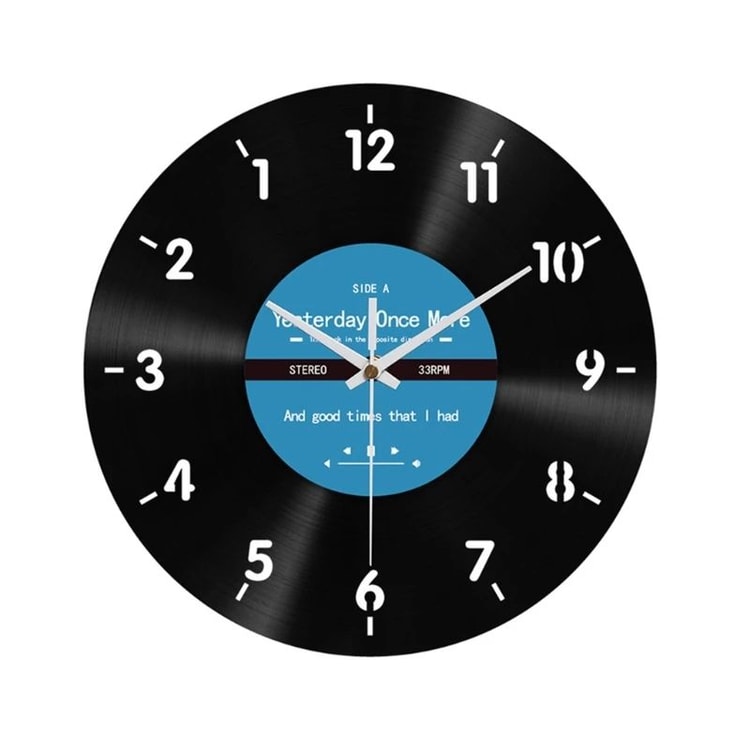 Elegant Counterclockwise Wall Clock – 12 Inch Vinyl Record Style Decorative Clock for Home & Office