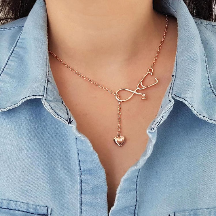 Heart Stethoscope Necklace for Women