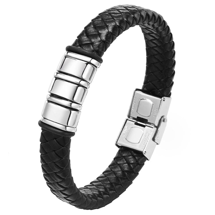 Engraved Personalized Leather Braid Bracelet for Men – Custom Family Gift