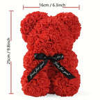 Valentine's Rose Bear Gift – Red Artificial Flower Bear for Wife, Girlfriend & Romantic Occasions