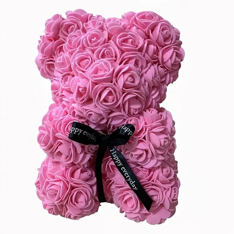 Valentine's Rose Bear Gift – Red Artificial Flower Bear for Wife, Girlfriend & Romantic Occasions