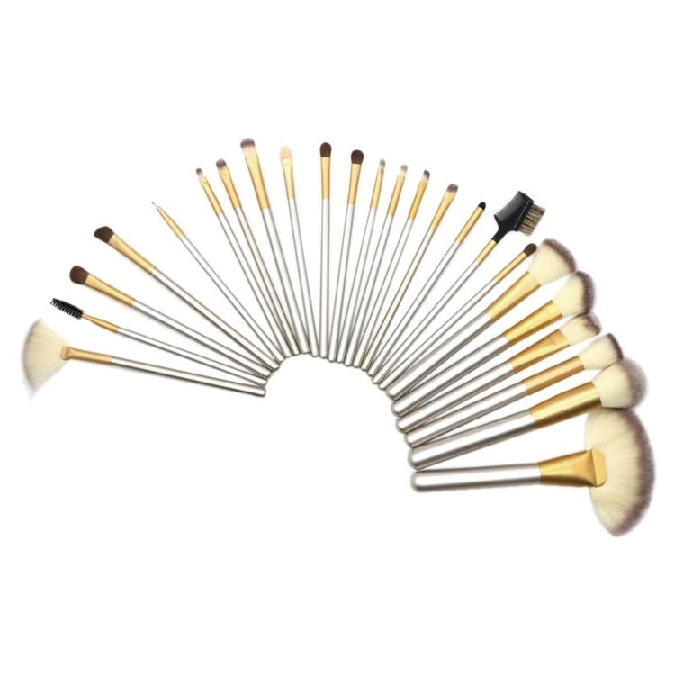 24-Piece Makeup Brush Set with Portable Beige Case
