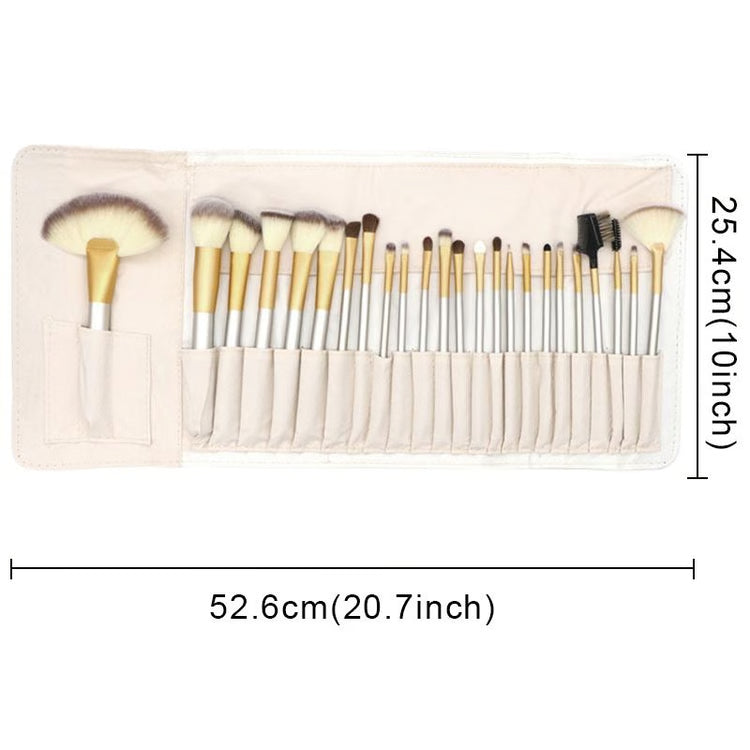 24-Piece Makeup Brush Set with Portable Beige Case
