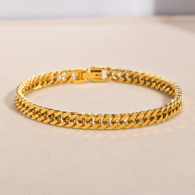 Gold Color Stainless Steel Cuban Link Chain Bracelet for Women – Fashion Jewelry Gift