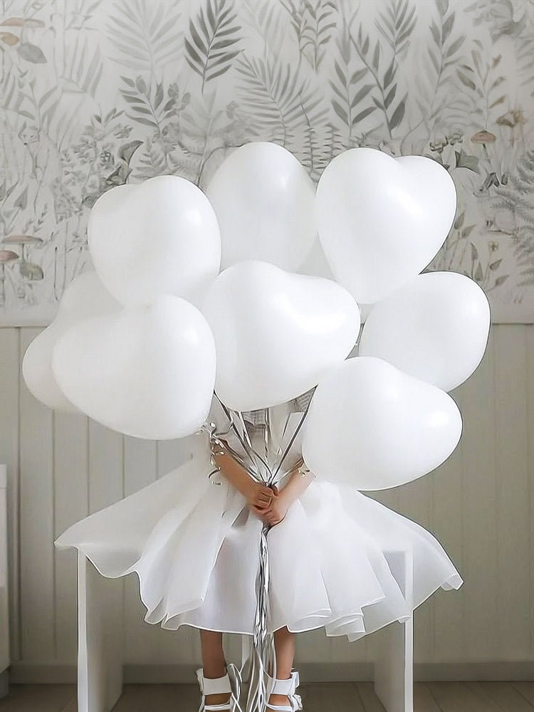 White Heart Balloons for Wedding, Bridesmaids' Gifts, Marriage, Engagement, and Party Decorations