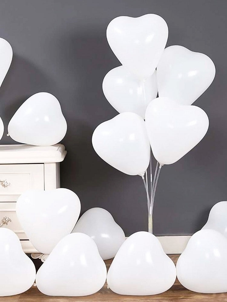 White Heart Balloons for Wedding, Bridesmaids' Gifts, Marriage, Engagement, and Party Decorations