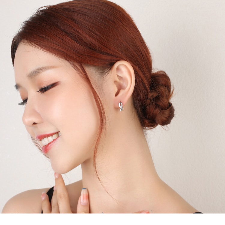 925 Silver 8-Shaped Twist Infinity Earrings with Zircon – Small Earrings for Women
