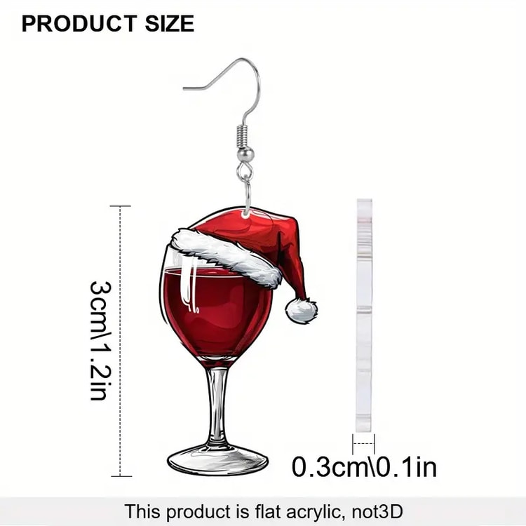 Christmas Wine Glass Acrylic Earrings – Fun Holiday Party Earrings for Women