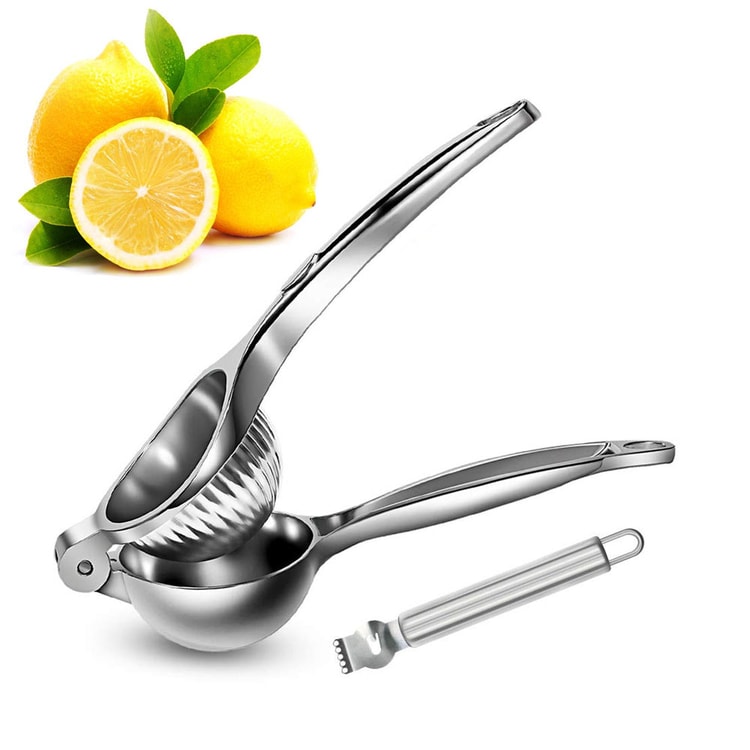 Stainless Steel Lemon Squeezer with Zester Manual Citrus Juicer for Fresh Lemon and Orange Juice