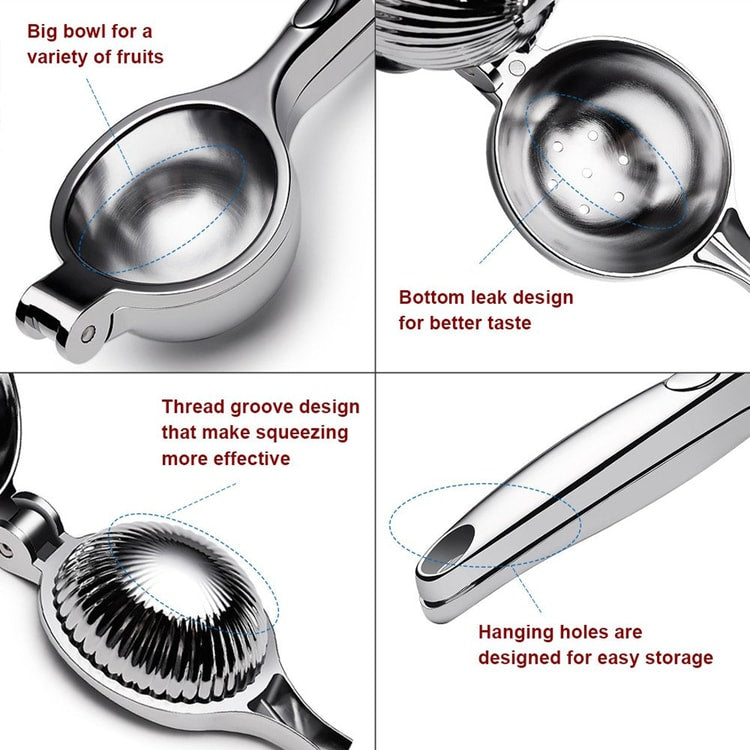 Stainless Steel Lemon Squeezer with Zester Manual Citrus Juicer for Fresh Lemon and Orange Juice