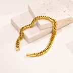 Gold Color Stainless Steel Cuban Link Chain Bracelet for Women – Fashion Jewelry Gift