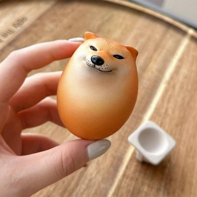 Creative Shiba Inu Egg Shape Desk Decor, Realistic PVC Dog, Egg Union Decoration for Home Office Fun Christmas Gift