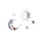 6 Pcs Star & Moon Mirror Wall Stickers – Decorative Celestial Wall Decals for Ramadan, Eid, Bedroom & Living Room