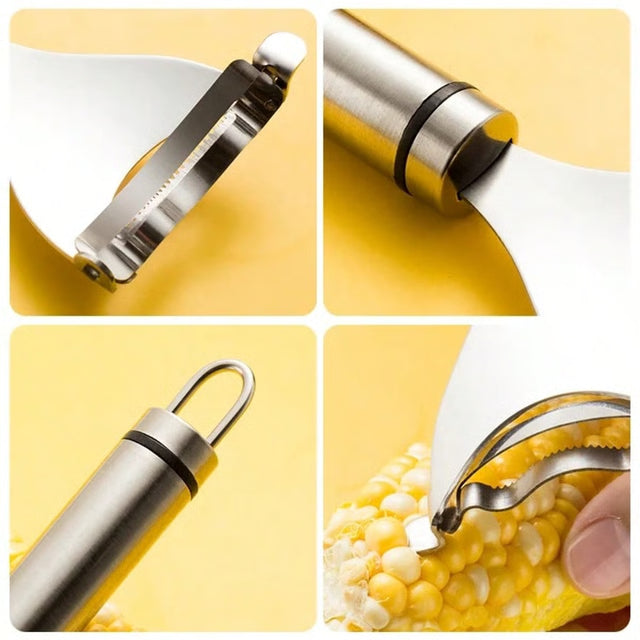 Stainless Steel Corn Peeler Stripper Tool with Serrated Cob Shaver