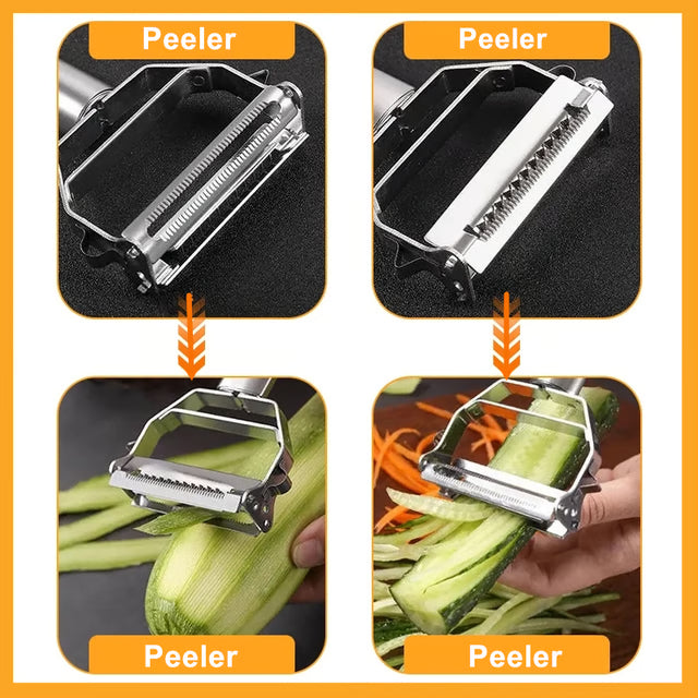 Stainless Steel Vegetable Peeler with Double-Head Design for Multi-Function Kitchen Use