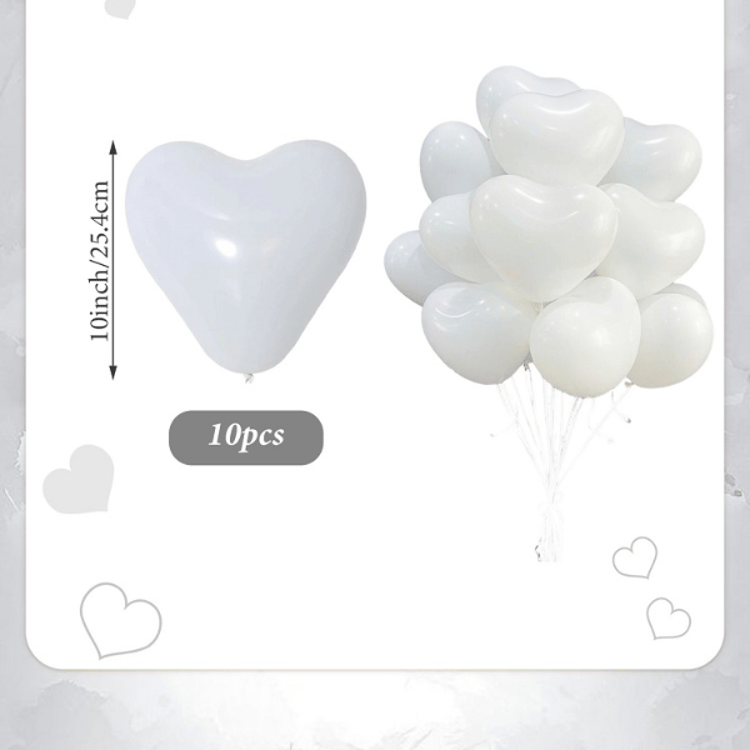 White Heart Balloons for Wedding, Bridesmaids' Gifts, Marriage, Engagement, and Party Decorations